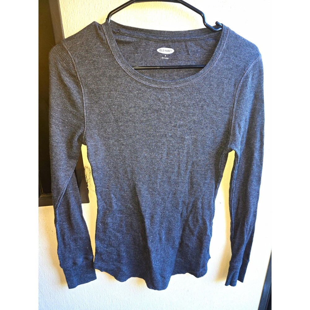 Old Navy Womens Gray Solid Knit Cotton Long Sleeve Crew Neck Tee Size S